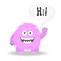 Obraz premium Cartoon cute monster on white background.