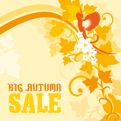 Big Autumn Sale caption on a soft yellow theme with floral artwork