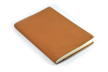 brown leather notebook