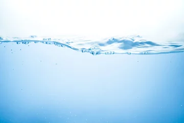 Crédence de cuisine en verre imprimé Eau Vague d& 39 eau bleue et bulles pour nettoyer l& 39 eau potable