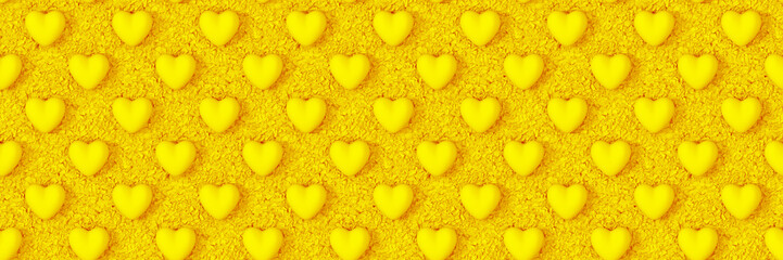 seamless yellow banner with hearts cube objects