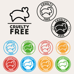 Cruelty free sign icon. Not tested symbol. Round colourful