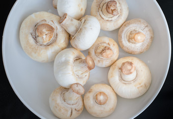 Top View of Fresh Champignons Before Cooking