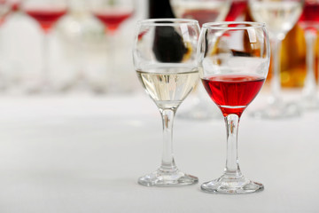 Glasses with different kind of wine