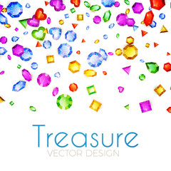 Vector illustration. Falling Multicolor Gems. Treasure Design. Abstract Luxury and Game Background.