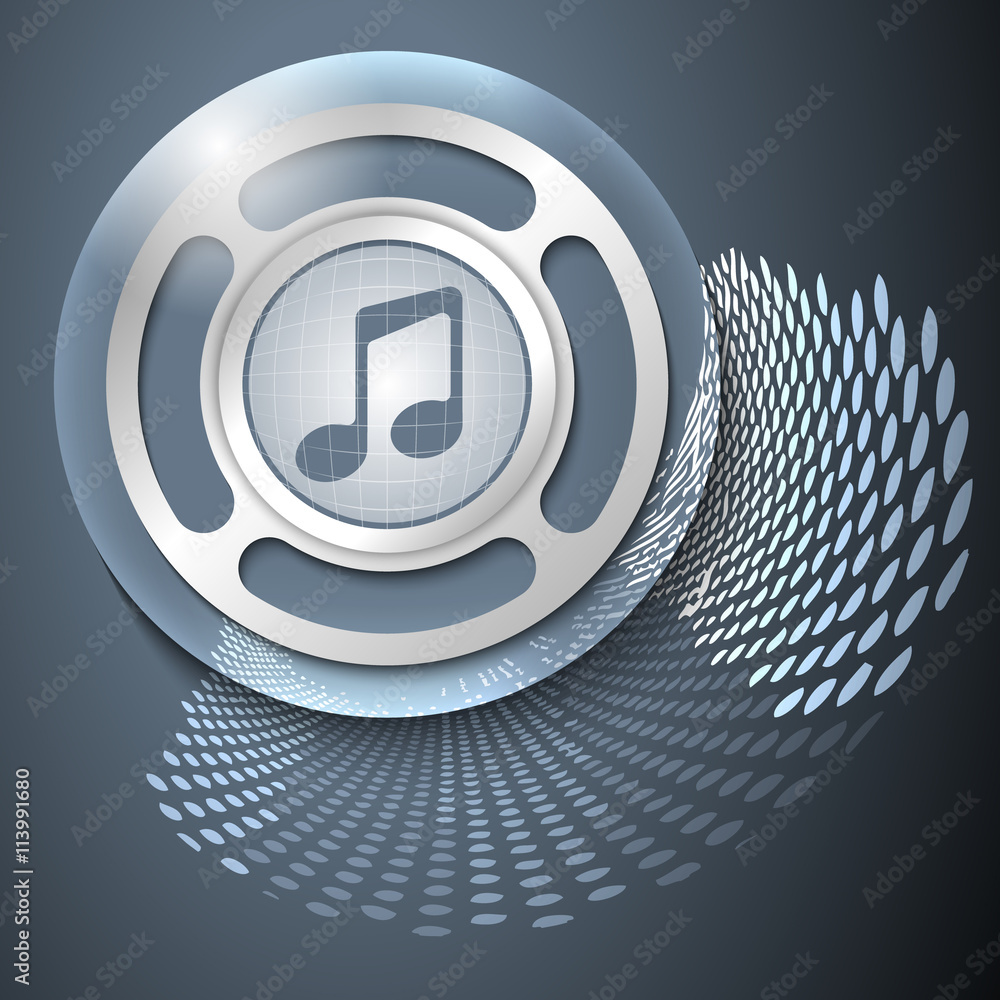 Poster vector abstract background and silver object with music symbol
