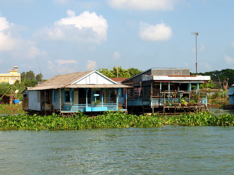 Schwimmendes Dorf in Chau Doc (Vietnam)