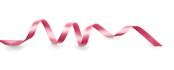 Pink ribbon on white background