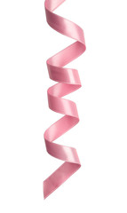 Pink ribbon on white background