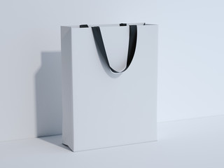 White shopping bag in studio. 3d rendering
