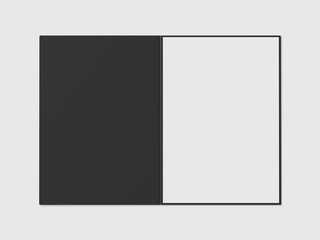 Black opened folder with blank sheet. 3d rendering