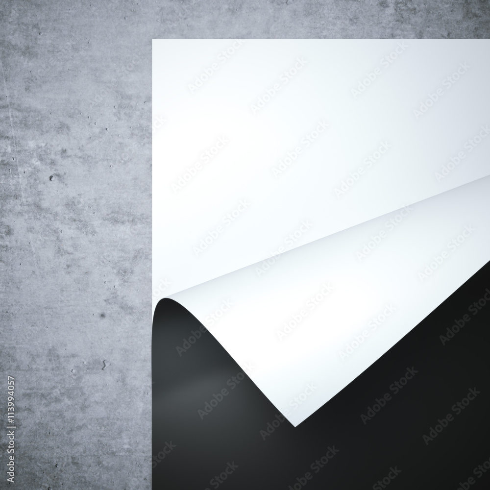 Poster blank notebook with curled cover. 3d rendering