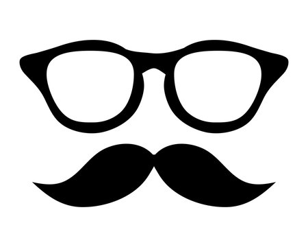 classic frame glasses with mustache