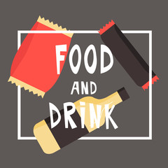 Fast food snacks and drink. Flat vector illustration. Vending machine