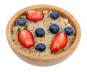 Porridge with strawberry and blueberry