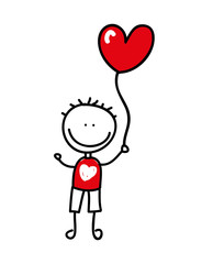 boy with balloon air  drawing isolated icon design