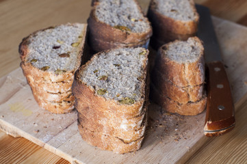 Delicious homemade bread sliced