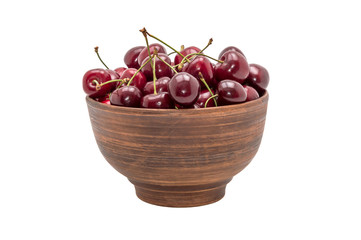 Fototapeta na wymiar Cherries in bowl isolated on white