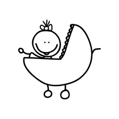 baby in cart isolated icon design