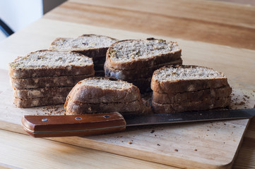 Delicious homemade bread sliced