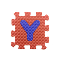Alphabet Y puzzle pieces on white background