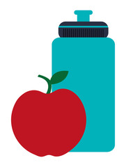 sports water bottle and apple