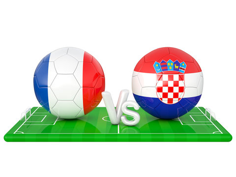 France / Croatia soccer game 3d illustration