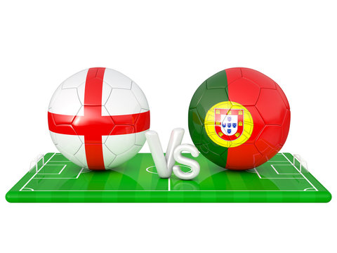 England / Portugal soccer game 3d illustration