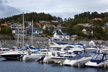 Fototapeta na wymiar Berth boats in Norway