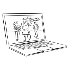 Übergewichtiges Mädchen auf Laptop Bildschirm Konzept