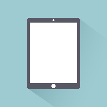 Tablet icon flat style ,isolated on light background with shadow, stylish vector illustration for web design