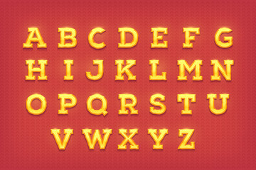 Vector shiny gold letters. Golden typeface font.