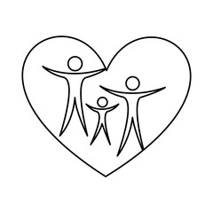 Family healthy heart isolated icon design