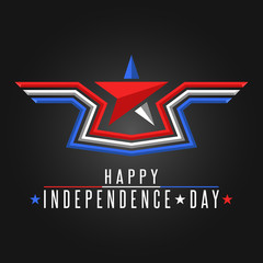 Happy Independence Day United States background patriotic poster, star and wings abstract in the colors American flag