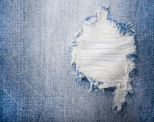 Blue torn denim jeans texture with space for text
