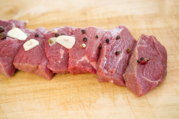 sliced beef with garlic and spices