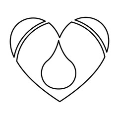 heart with water drop isolated icon design