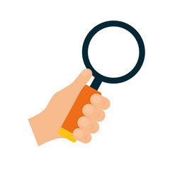 Lupe and hand  icon. Search design. vector graphic