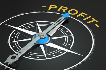Profit compass concept, 3D rendering