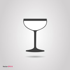 Glass of sparkling vintage wine silhouette icon