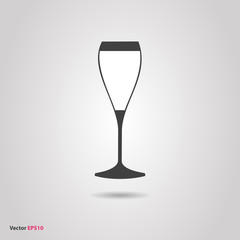 Glass of sparkling tulip wine silhouette icon