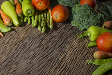 green vegetables on wood background