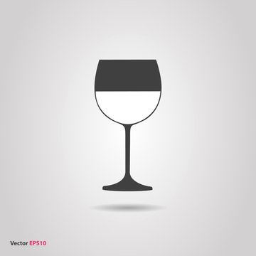Glass of white chardonnay wine silhouette icon