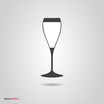 Glass of sparkling tulip wine silhouette icon