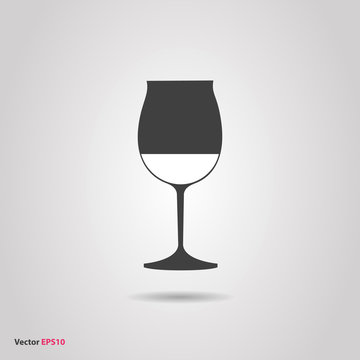 Glass of red burgundy wine silhouette icon