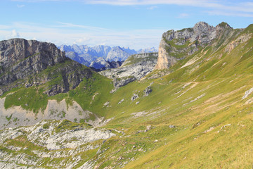 view on a mountain valley in the alps (rofan mountains)