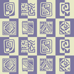 Seamless pattern with American Indians relics dingbats characters for your design