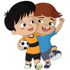 Cartoon soccer kids.Vector and illustration.