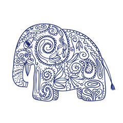 Sketch of doodle ethnic elephant