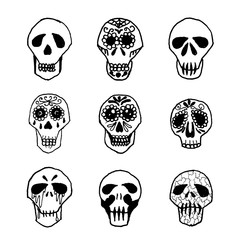 Dia de los Muertos mexican sugar skulls set